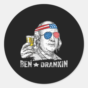 Sticker Rond Ben Drankin - Benjamin Franklin Boire Beer - 4t