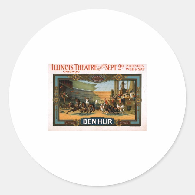 Sticker Rond Ben Hur - affiche de jeu de Broadway (Devant)