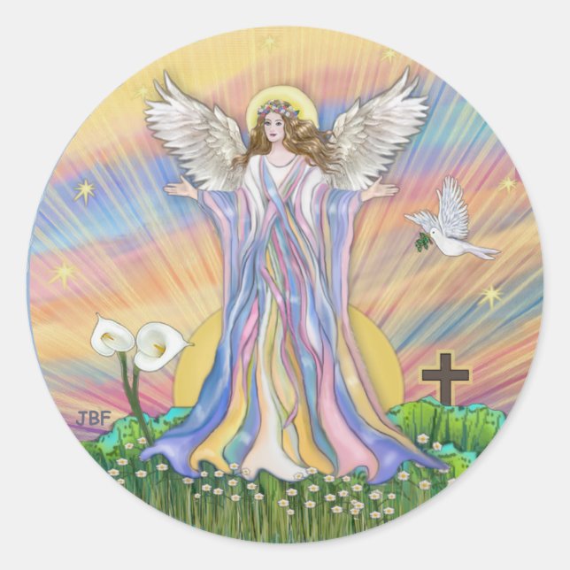 Sticker Rond Bénédiction d'ange (Devant)