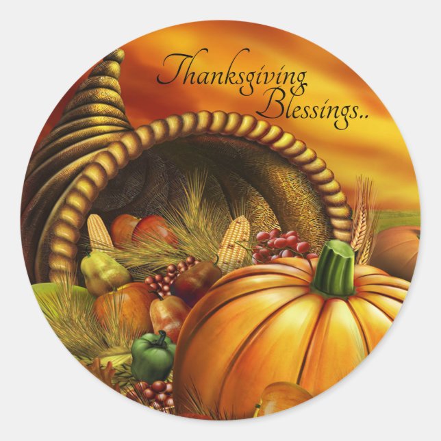 Sticker Rond Bénédiction de Thanksgiving (Devant)