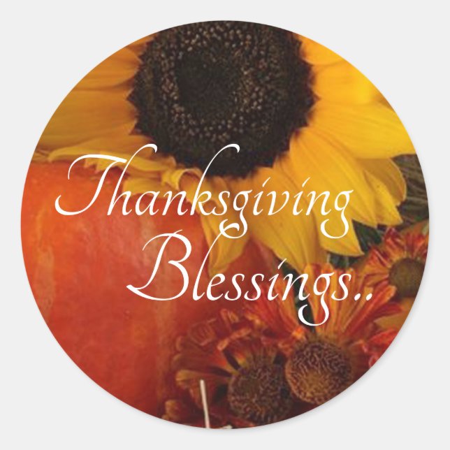 Sticker Rond Bénédiction de Thanksgiving (Devant)