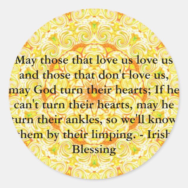 Sticker Rond Bénédiction irlandaise humoristique d'IRLANDE (Devant)