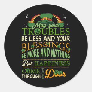 Sticker Rond Bénédiction irlandaise St Patrick Leprechaun Arc-e