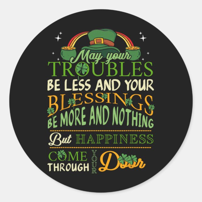 Sticker Rond Bénédiction irlandaise St Patrick Leprechaun Arc-e (Devant)