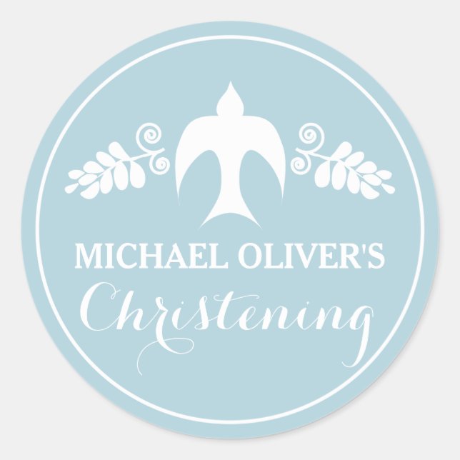 Sticker Rond Bénédiction pour bébé garçon Christening Invitatio (Devant)