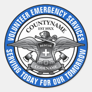 Sticker Rond Bénévoles Services d'urgence bleu