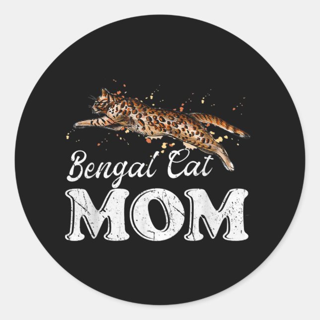 Sticker Rond Bengale Chat Mère Lover | Funny Chat Maman | Dame  (Devant)