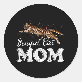 Sticker Rond Bengale Chat Mère Lover | Funny Chat Maman | Dame