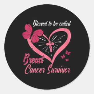 Sticker Rond Béni D'Être Appelé Cancer Du Sein Survivant Christ