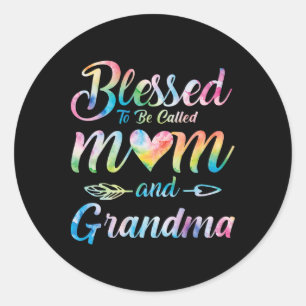 Sticker Rond Béni D'Être Appelé Maman Et Grand-Mère Florale