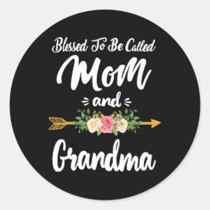 Sticker Rond Béni D'Être Appelé Maman Et Grand-Mère Florale