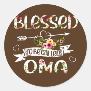 Sticker Rond Béni d'être appelé Oma Floral Funny Grand-mère