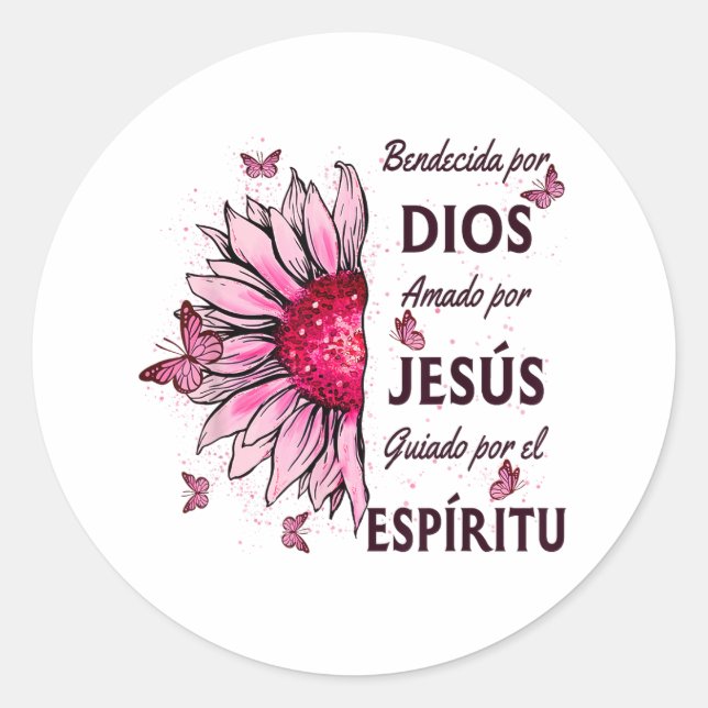 Sticker Rond Béni par Dieu Aimé par Jésus (Devant)