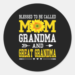 Sticker Rond Bénie d'être appelée maman grand-mère arrière-gran