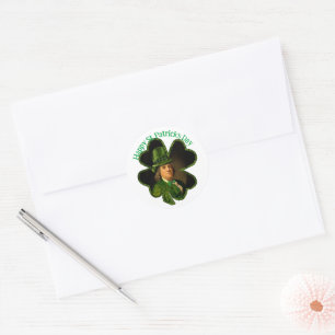 Sticker Rond Benjamin Franklin Clover Saint-Patrick