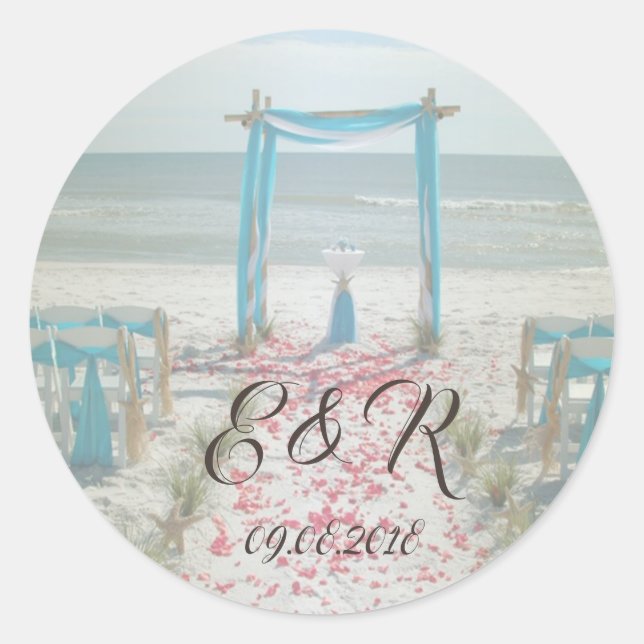Sticker Rond Berceau de Mariage de Plage (Devant)