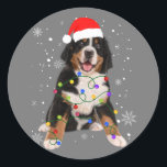 Sticker Rond Berese Mountain Dog Lights Christmas Matching Fam<br><div class="desc">Bernese Mountain Dog Lights Christmas Matching Family</div>