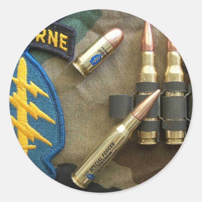 Sticker Rond Bérets verts des forces spéciales Viêt Nam (Devant)