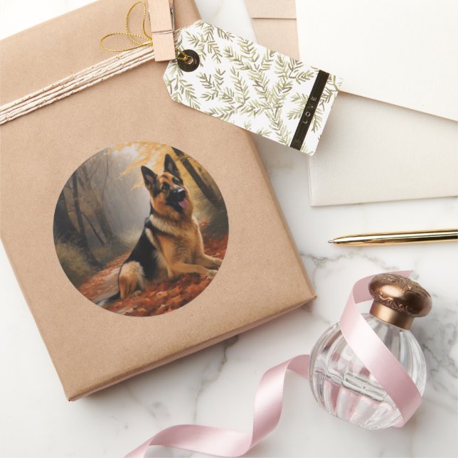 Sticker Rond Berger allemand en automne Feuilles automne Inspir (Cadeaux)