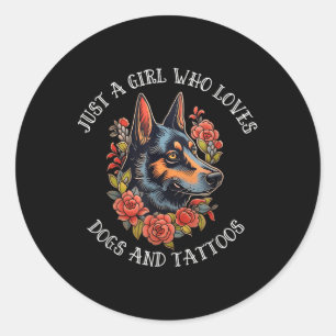 Sticker Rond Berger Allemand Juste Une Fille Qui Aime Les Chien