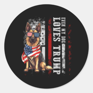 Sticker Rond Berger Allemand Même Mon Chien Aime Trump Drôle