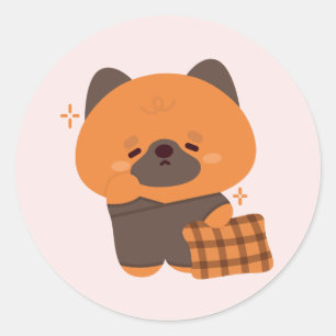 Sticker Rond Berger allemand mignon et dormant