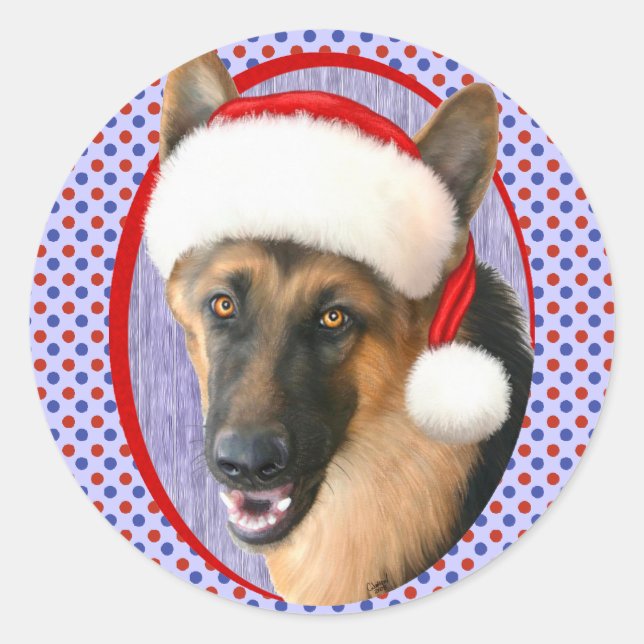 Sticker Rond Berger allemand Noël chapeau de Noël (Devant)