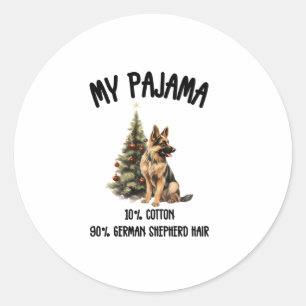 Sticker Rond berger allemand & Noël, Drôle Chien Design pour
