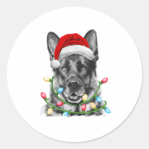 Sticker Rond Berger Allemand Père Noël Feux d'arbre de Noël Xma