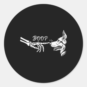Sticker Rond Berger allemand Squelette Boop Halloween Pet W