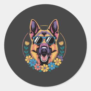 Sticker Rond Berger allemand tendance dans un style floral