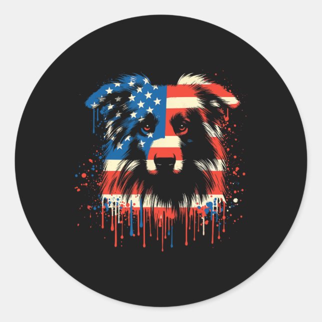 Sticker Rond Berger Australien Paint Drip Américain Drapeau Usa (Devant)