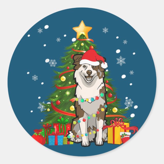Sticker Rond Berger australien Père Noël Christmas Tree Light (Devant)
