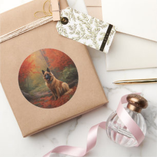 Sticker Rond Berger belge en automne Leaves automne Inspire