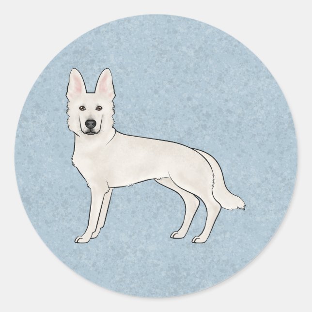 Sticker Rond Berger blanc blanc blanc GSD Cartoon Chien bleu (Devant)