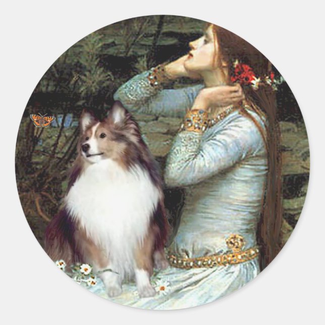Sticker Rond Berger des Shetland 18 - Ophelia assise (Devant)