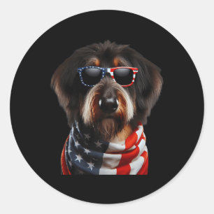 Sticker Rond Berger Picard Chien 4 juillet l'indépendance améri