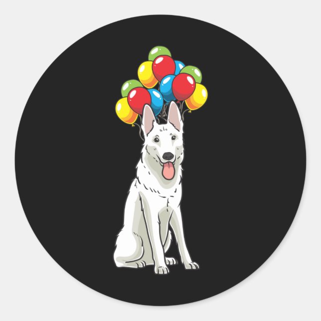 Sticker Rond Berger suisse blanc avec cadeau Ballons (Devant)