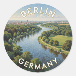 Sticker Rond Berlin Allemagne Voies navigables vertes Nature Vo