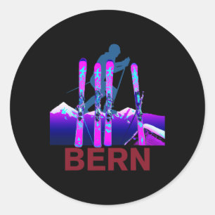 Sticker Rond Bern Ski Et Snowboard Retro 90s Bern Ski