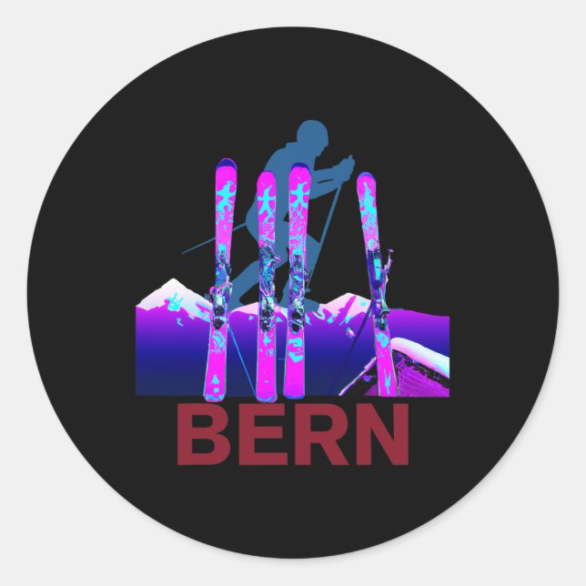Sticker Rond Bern Ski Et Snowboard Retro 90s Bern Ski (Devant)