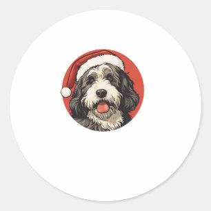 Sticker Rond Bernedoodle Chien Xmas Doodle Dood Jolie Noël Soit