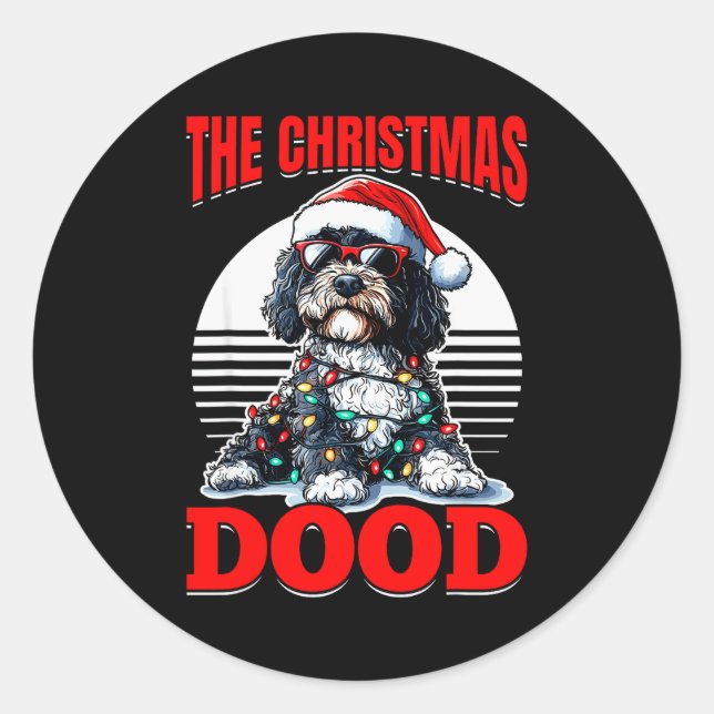 Sticker Rond Bernedoodle Christmas Dog Breed The Christmas Dood (Devant)