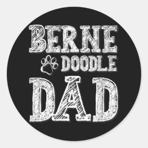 Sticker Rond Bernedoodle Papa Doodle Chien