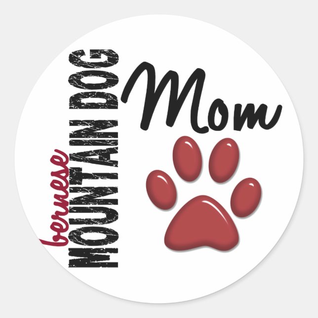 Sticker Rond Bernese Mountain Dog Mom 2 (Devant)