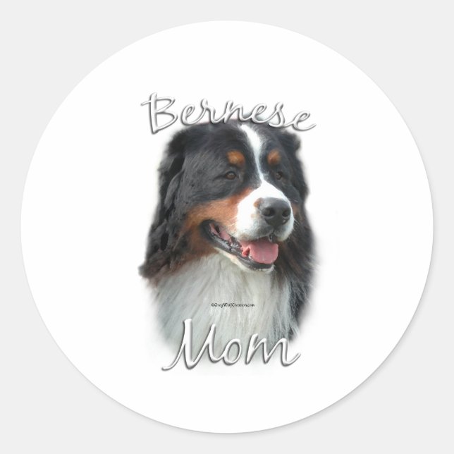 Sticker Rond Bernese Mountain Dog Mom 2 (Devant)