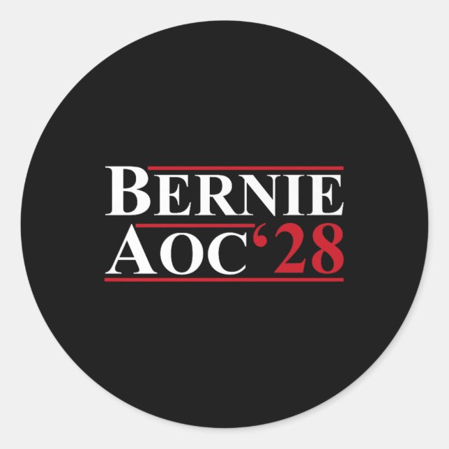 Sticker Rond Bernie Aoc 2028 Bernie Sanders Alexandria Cortez P (Devant)