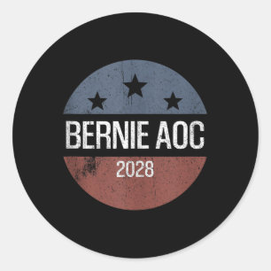 Sticker Rond Bernie Aoc 2028 Bernie Sanders Alexandria Cortez P