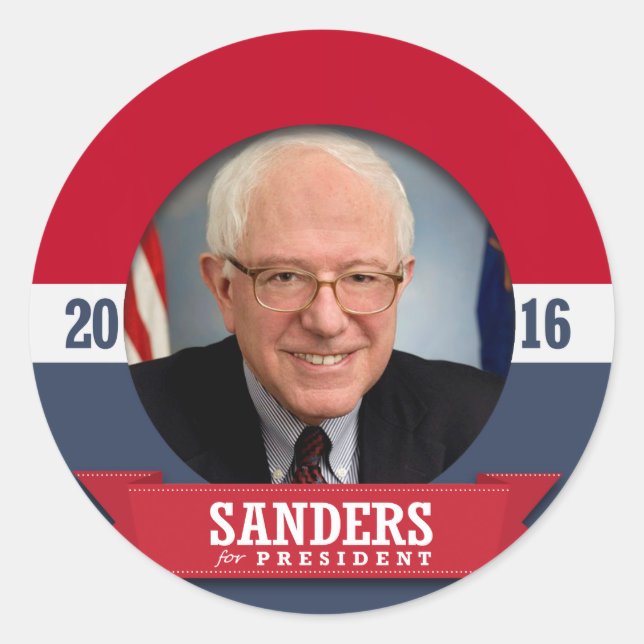 STICKER ROND BERNIE SANDERS 2016 (Devant)