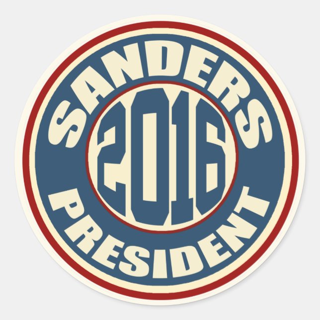 Sticker Rond Bernie Sanders à la présidence en 2016 (Devant)